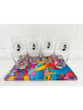 Vintage Playboy Club Highball Glasses Set of 4 Bunny Black 1970s Playmate